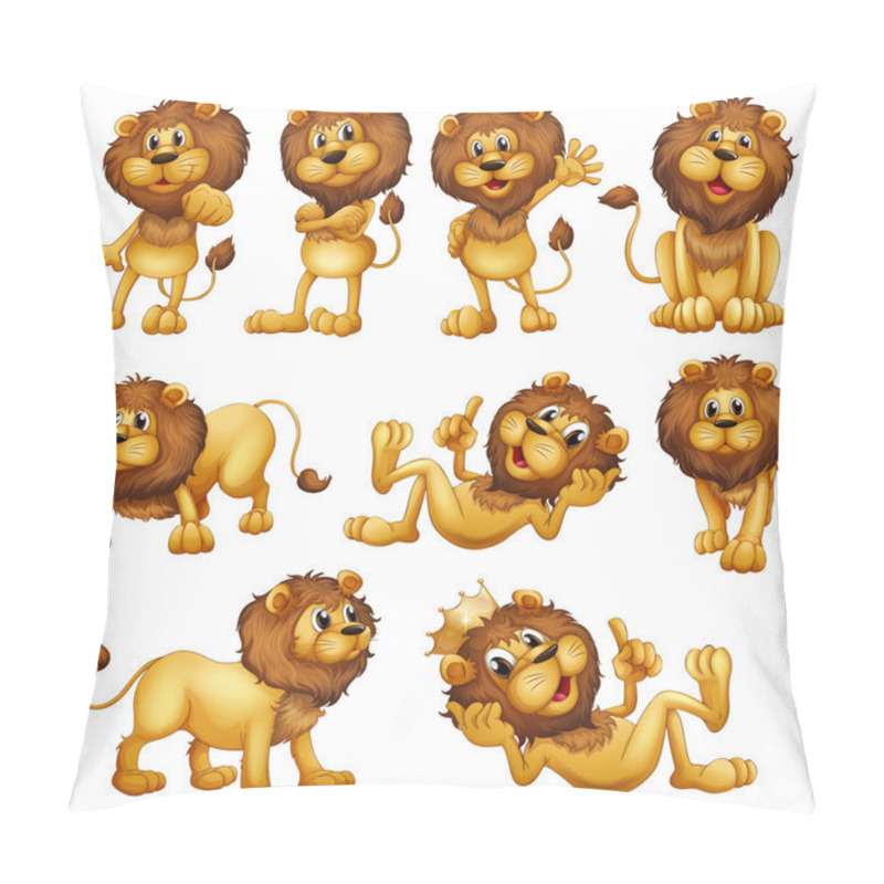 Personality  Lions In Different Positions Pillow Covers