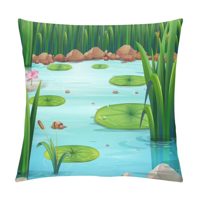 Personality  A Pond With Green Plants Pillow Covers