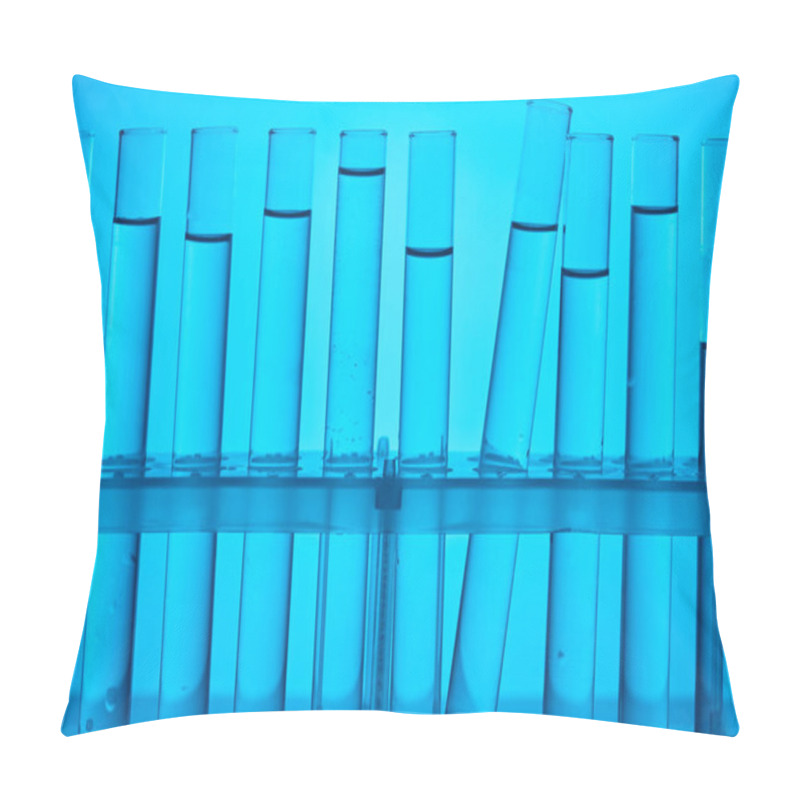 Personality  Glass Tubes On Stand For Chemical Analysis On Blue Pillow Covers