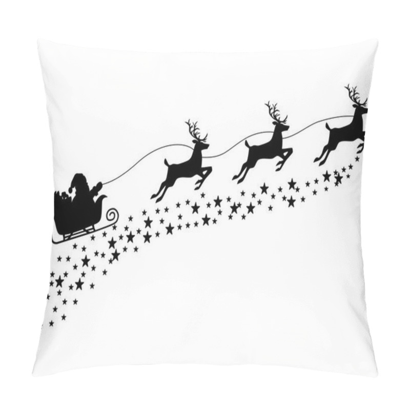 Personality  Silhouette Of Santa Claus On A Reindeer Sleigh. Isolate On White Background. Vector Illustration Eps Pillow Covers