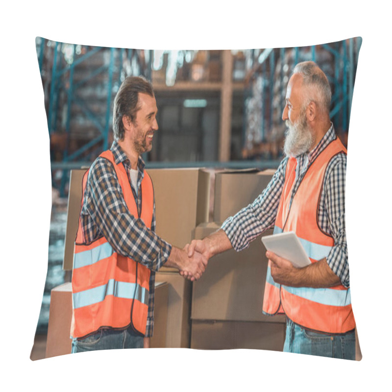 Personality  Warehouse Workers With Digital Tablet Pillow Covers