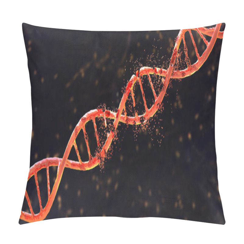 Personality  DNA (deoxyribonucleic Acid) Damage, 3D Illustration. Concept Of Disease, Genetic Disorder Or Genetic Engineering Pillow Covers