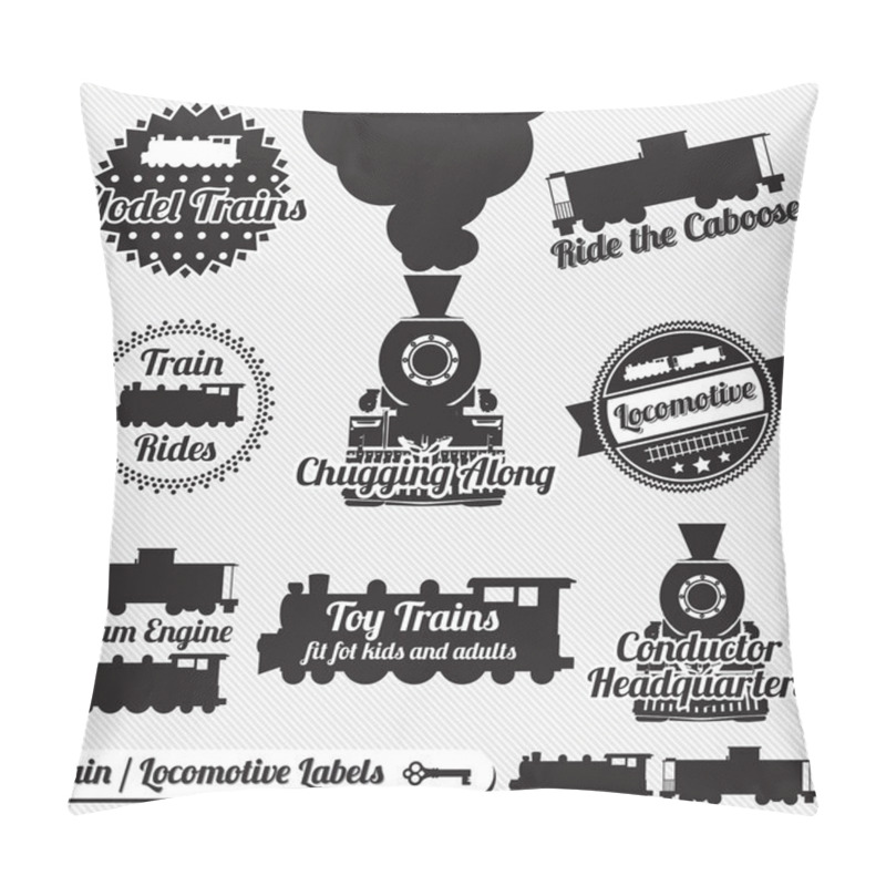 Personality  Vector Set: Train And Locomotive Labels And Icons Pillow Covers