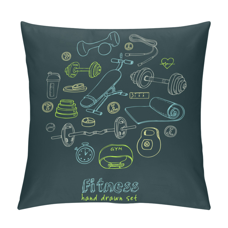 Personality  Set Of Fitness Bodybuilding Diet And Health Care Sketch Icons Pillow Covers