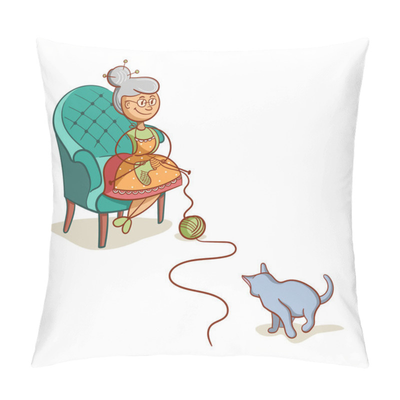 Personality  Grandmother With Cat Pillow Covers