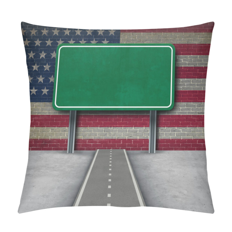 Personality  Mexico United States Border Concept And Wall Funding Concept Or Government Shutdown American Immigration Of Migrants And Refugees Or Illegal Immigrant Government Issues With 3D Illustration Elements Pillow Covers