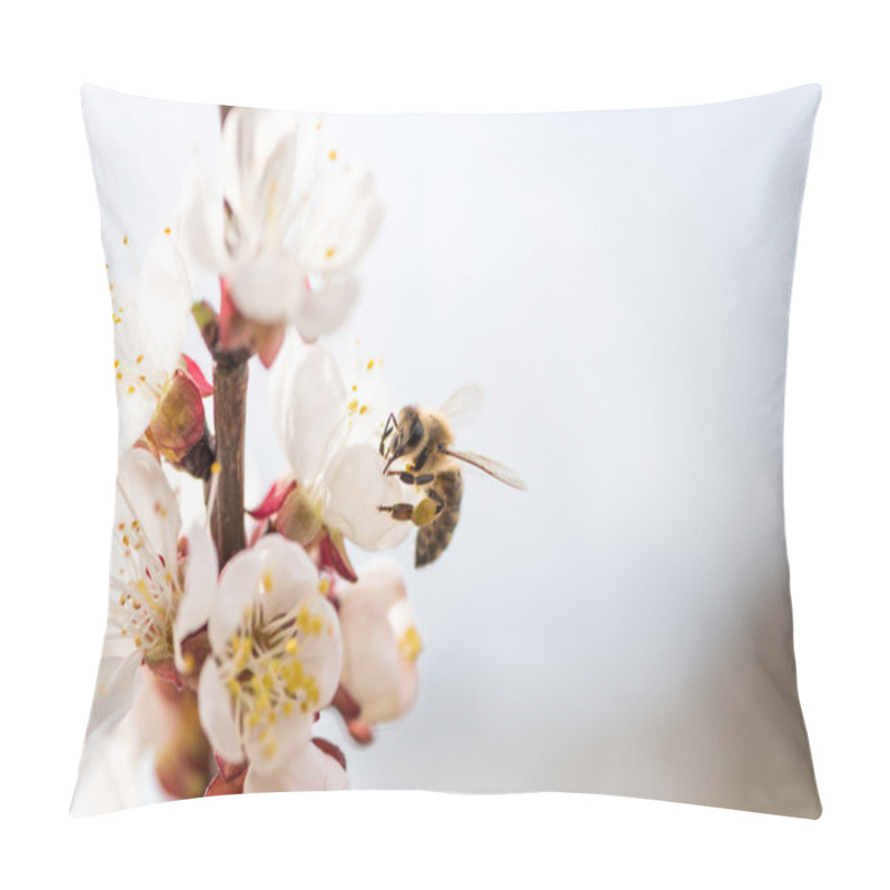 Personality  Peach Blossoms With A Bee Pillow Covers