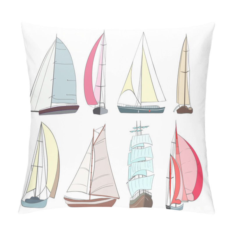 Personality  Set Of Boats With Sails Pillow Covers