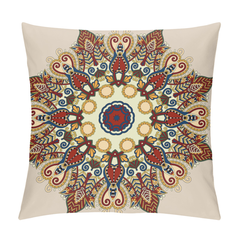 Personality  Beige Colour Mandala, Circle Decorative Spiritual Indian Symbol Pillow Covers