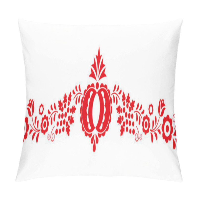 Personality  Traditional Folk Ornament, The Moravian Ornament From Region Slovacko, Floral Embroidery Symbol Isolated On White Background, Vector Illustration Pillow Covers