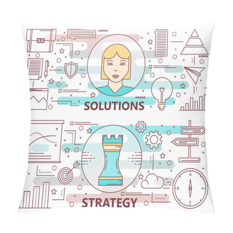 Personality  Vector Thin Line Flat Design Solutions And Strategy Concept Banners Pillow Covers