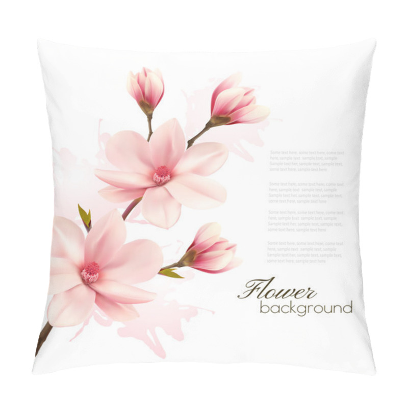 Personality  Spring Background With Blossom Brunch Of Pink Flowers. Vector Pillow Covers