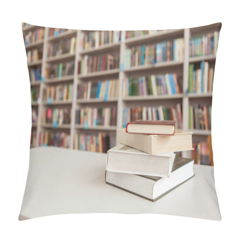 Personality  Pile Of Books On The Table At The Library Pillow Covers