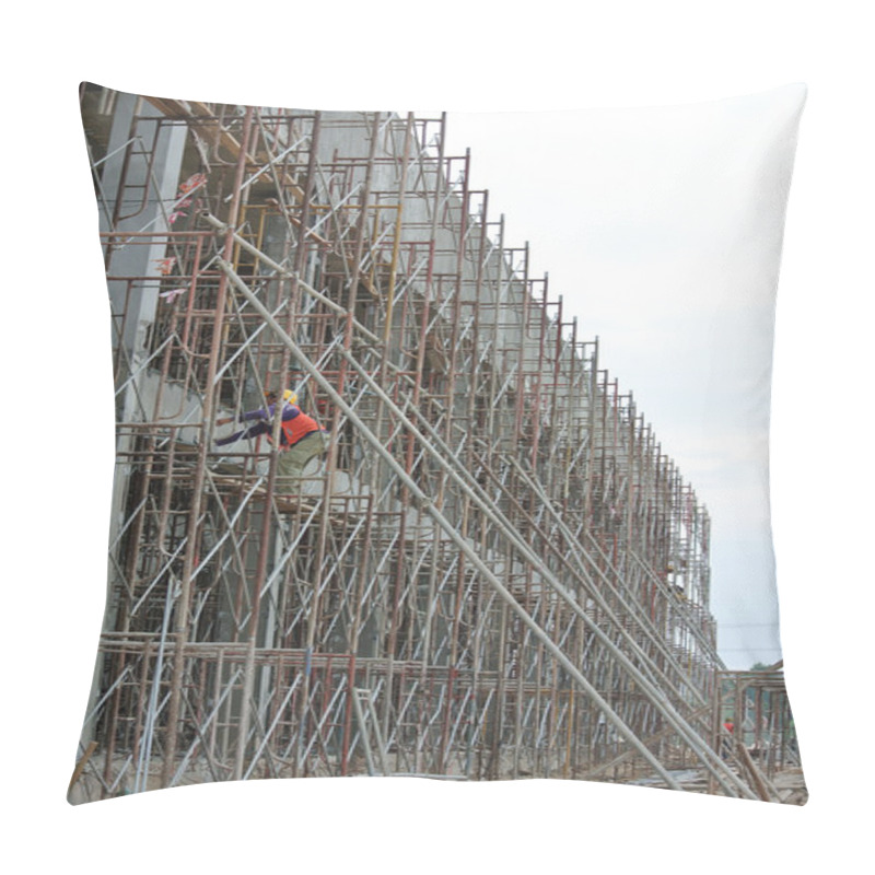 Personality  Scaffolding Erected At The External Wall Of The Building Pillow Covers