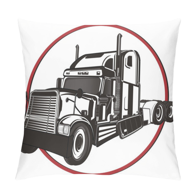 Personality  Black And White  American Trailer Peek Up From Red Road Sign  Pillow Covers