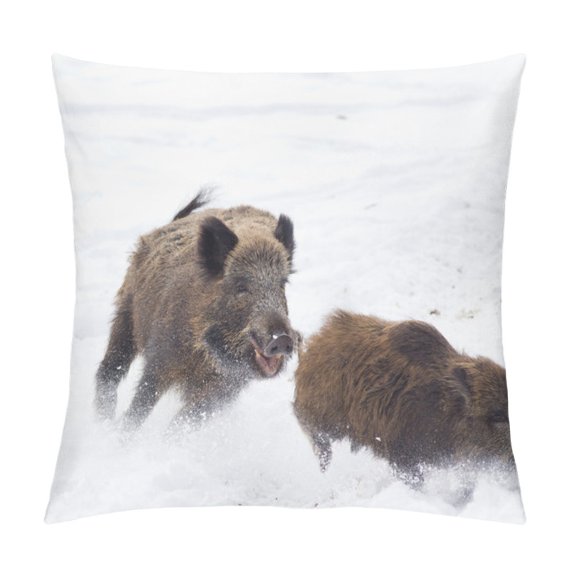 Personality  Wild Boars On Snow Pillow Covers