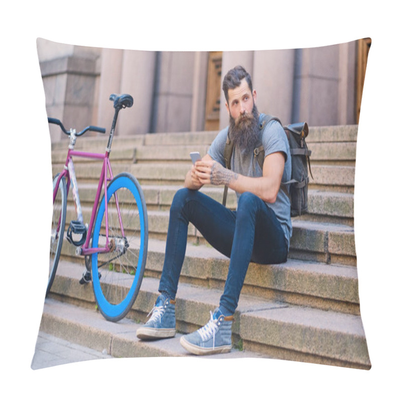 Personality  Bearded Tattooed Hipster  Pillow Covers