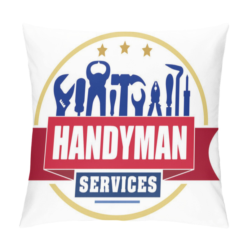 Personality  Handyman Services Vector Logo With Set Of Workers Tools.  Pillow Covers