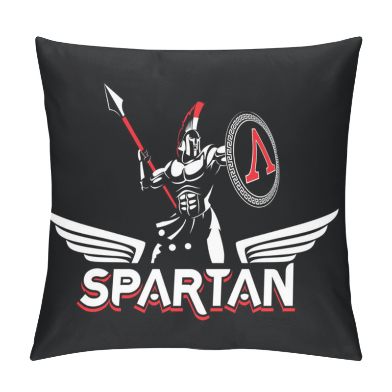 Personality  Spartan Emblem In Helmet And Shield. Black-and-White Logo Pillow Covers