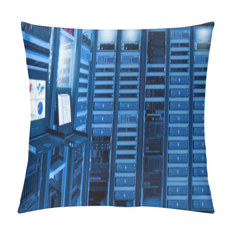 Personality  Monitor Show Information Of Network Traffic And Status Of Devices In Data Center Room Pillow Covers