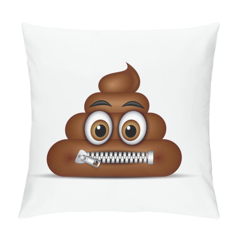 Personality  Zipped Mouth Poo Emoticon, Emoji  Pillow Covers