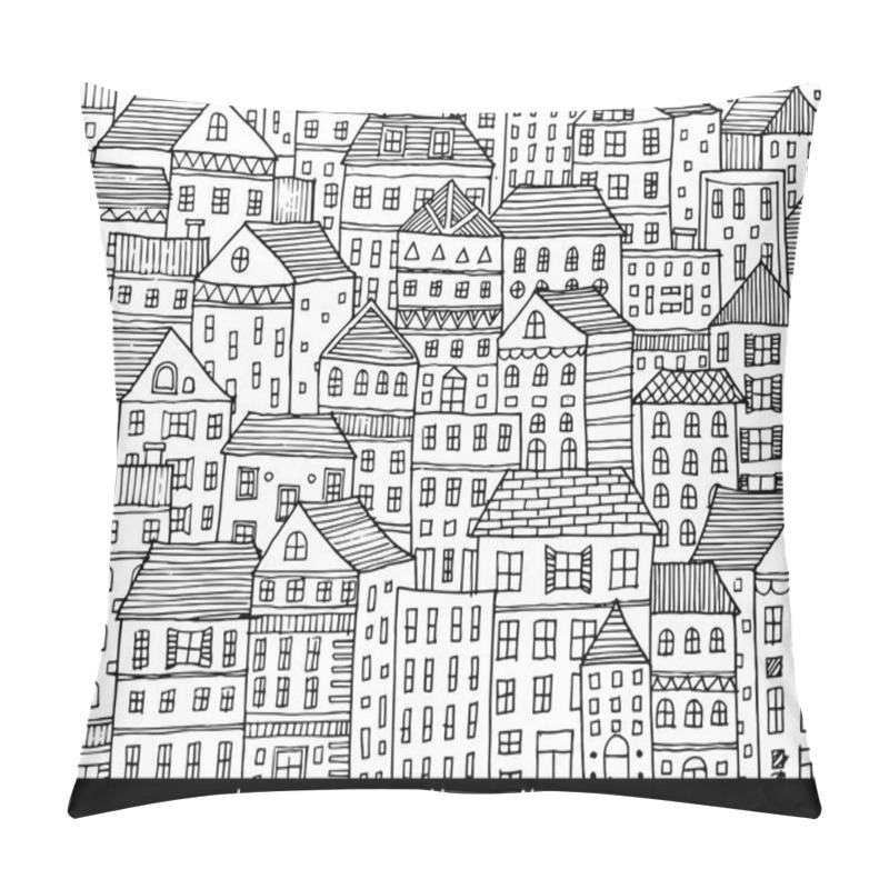 Personality  Houses In The City Sketch Doodle Style Pillow Covers