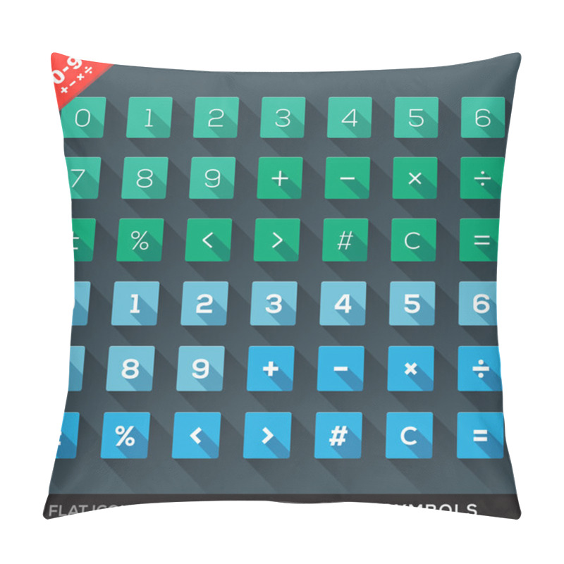 Personality  Numbers And Math Symbols Flat Icons Set With Long Shadow Pillow Covers