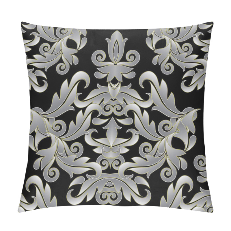 Personality  Damask 3d Seamless Pattern. Vector Ornate Floral Background  Pillow Covers