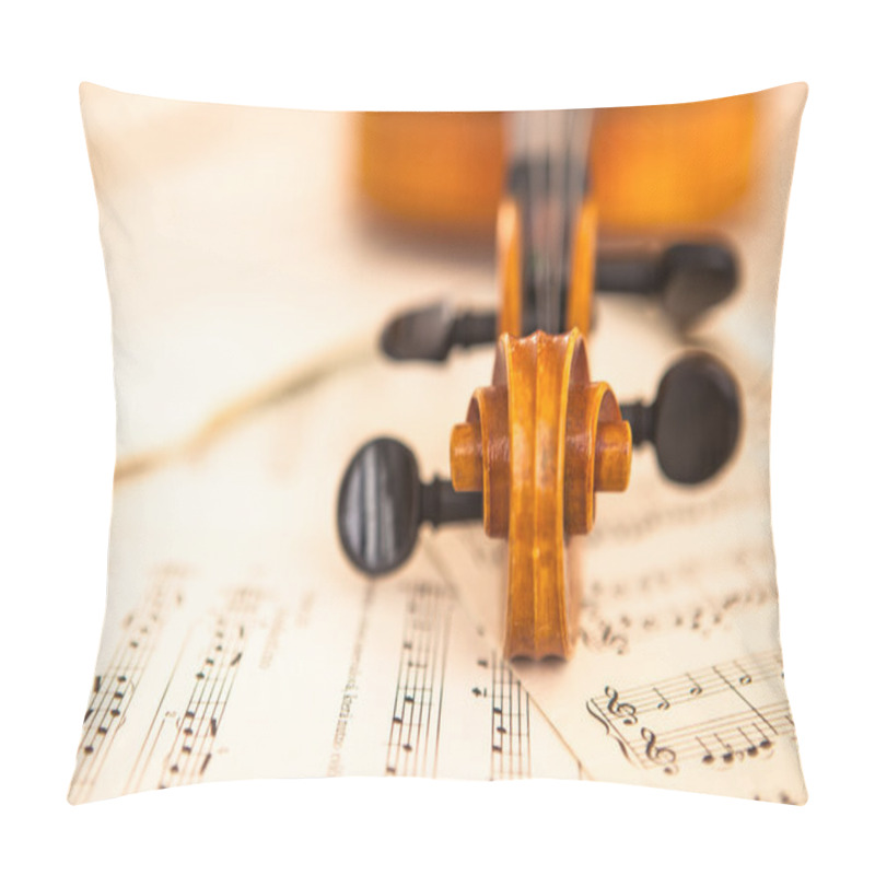 Personality  Old Violin Lying On The Sheet Of Music Pillow Covers