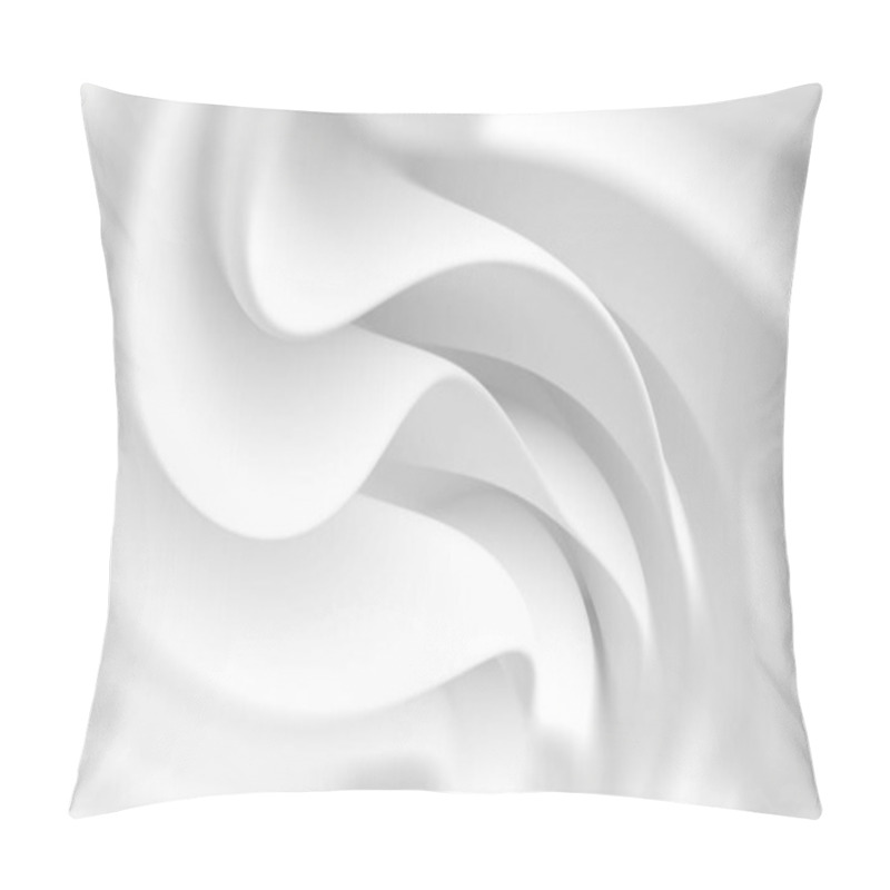 Personality  White Flowing Background. Dynamic  Wavy Design. Abstract Satin Wallpaper. 3d Rendering Pillow Covers