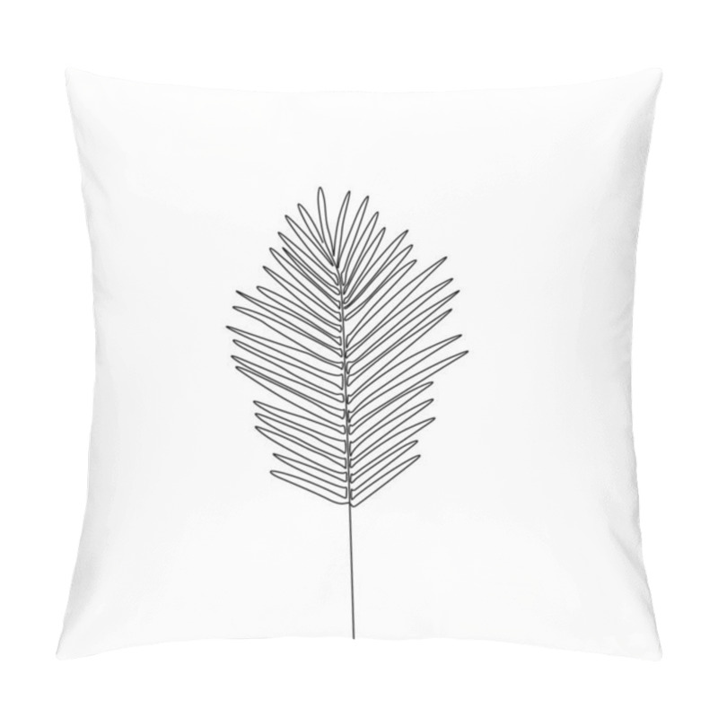 Personality  One Line Drawing Areca Palm Leaf. Continuous Line Exotic Tropical Plant. Pillow Covers