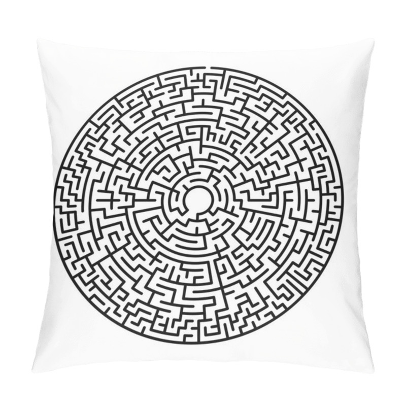 Personality  Maze In Abstract Style. Labyrinth Game. Black Maze Circle. Black Labyrinth. Maze Symbol. Labyrinth Isolated On White Background. Pillow Covers