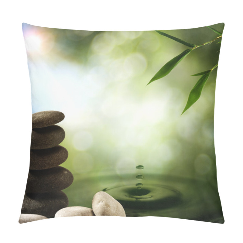 Personality  Asian Eco Backgrounds With Bamboo And Water Splash Pillow Covers