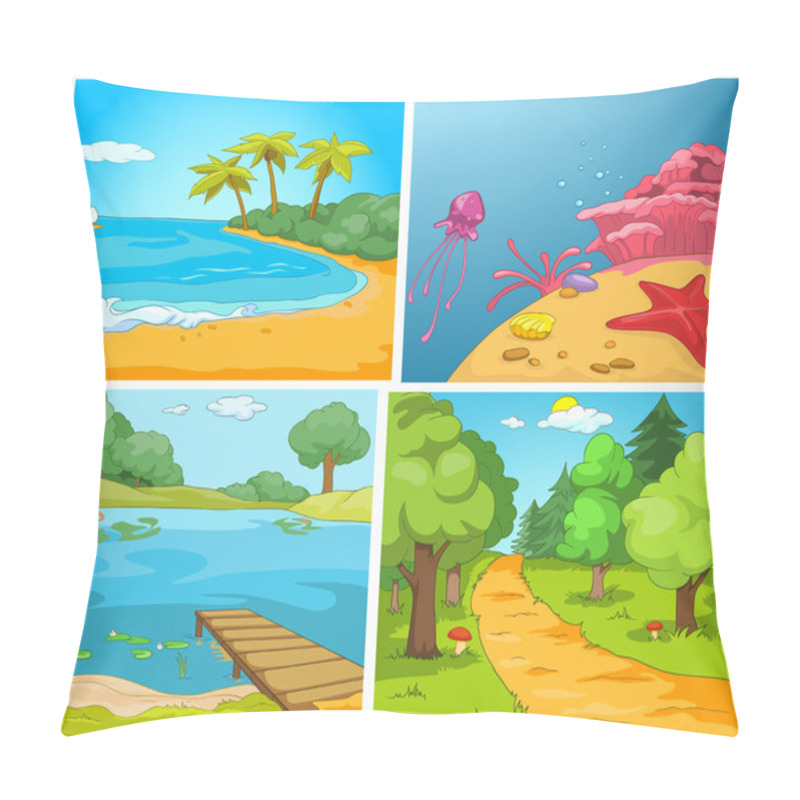 Personality  Vector Cartoon Set Of Summer Backgrounds. Pillow Covers