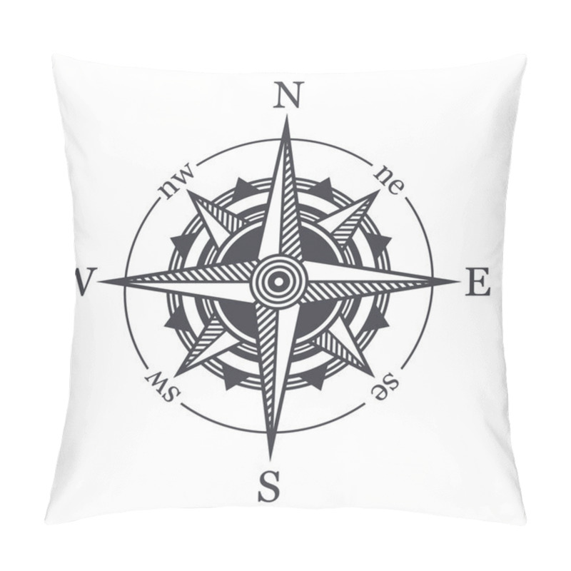 Personality  Wind Rose Or Compass Icon On White Background. Vector Pillow Covers