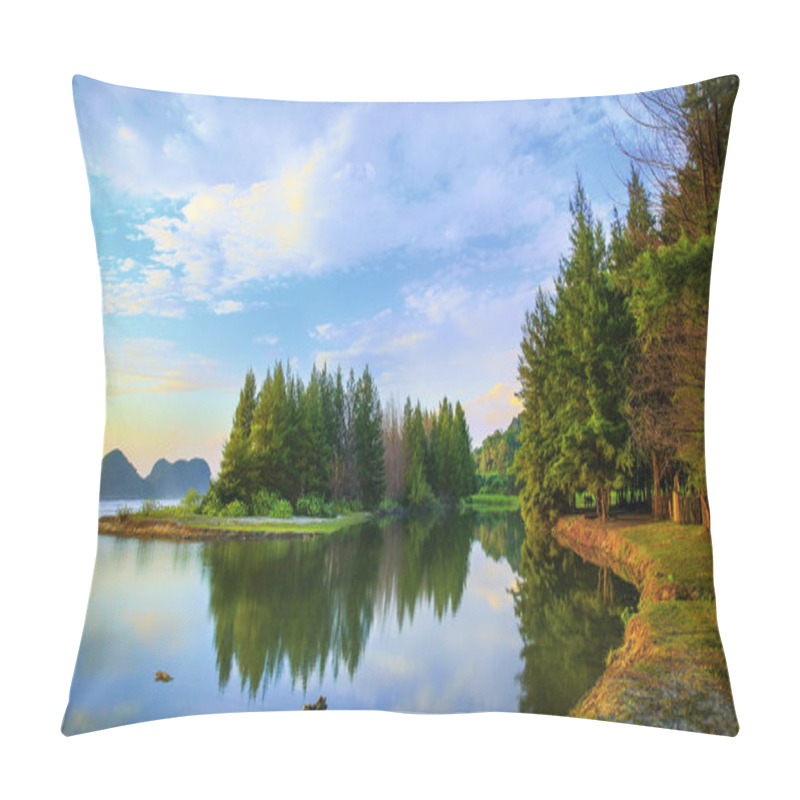 Personality  Sunny Morning At Lake Side Pillow Covers