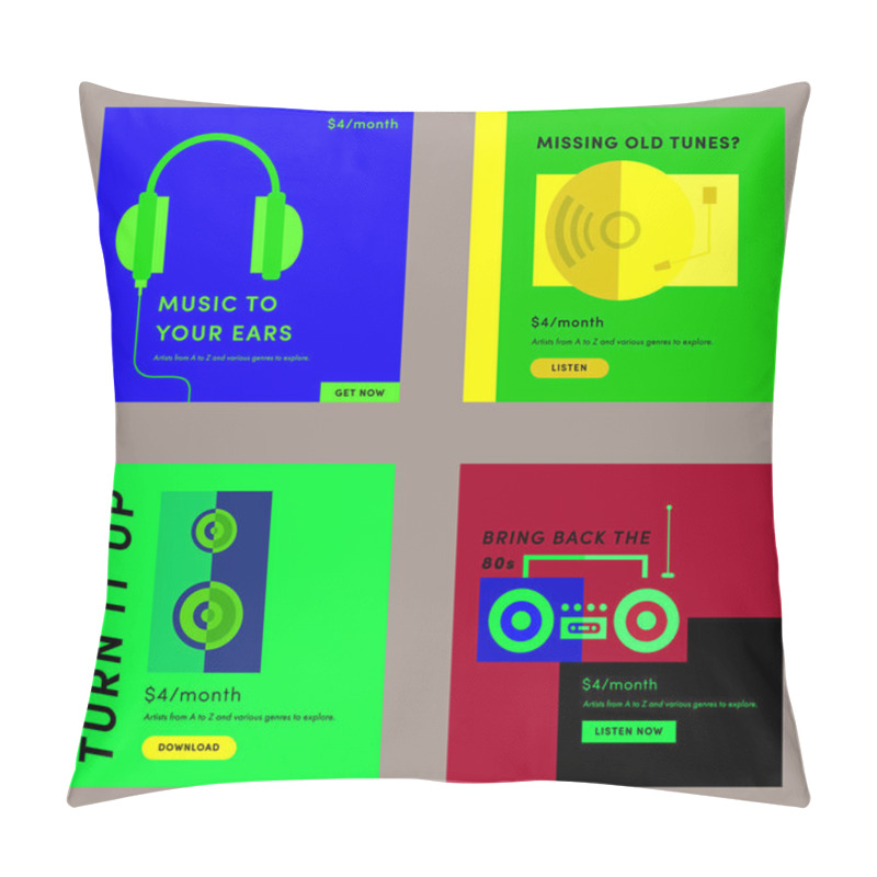 Personality  Vector Icon Set Of Music Pillow Covers