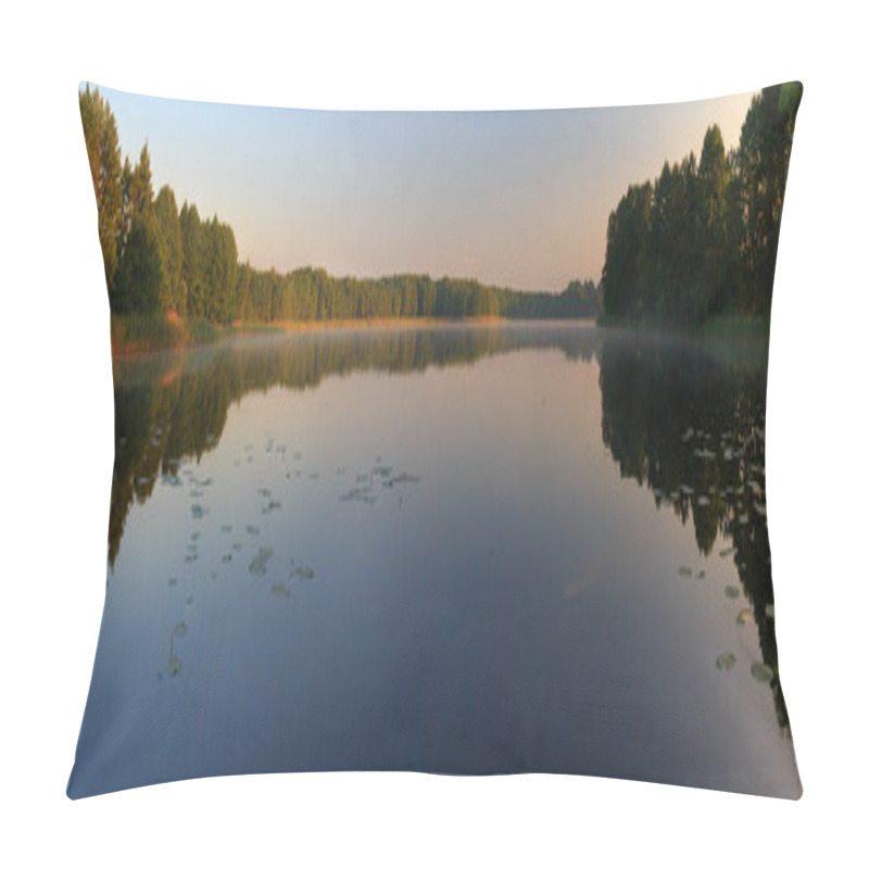 Personality  Panorama. Beautiful Lake At Dawn. Pillow Covers