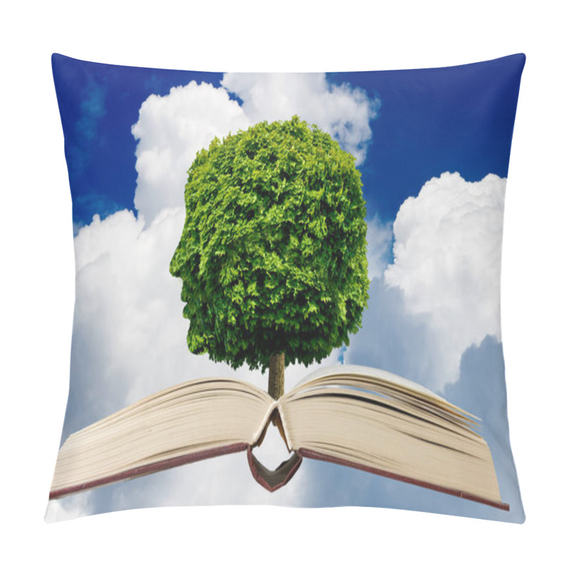 Personality  Image Of An Open Book And A Tree, The Outline Of Which Is Transformed Into A Person's Face Pillow Covers