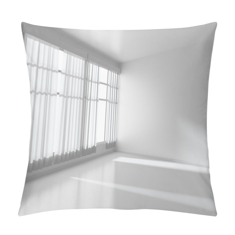 Personality  White Empty Room With Flat Walls, White Floor And Window Diagona Pillow Covers