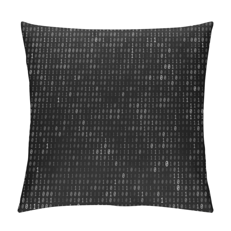 Personality  Vector Texture Of Different Size And Shades Of Grey Numbers 0 And 1 Composing Binary Code On A Dark Background Pillow Covers