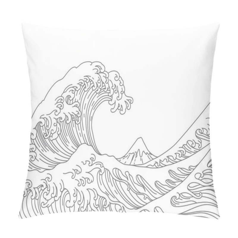 Personality  Japan Great Wave Vector Illustration. Pillow Covers