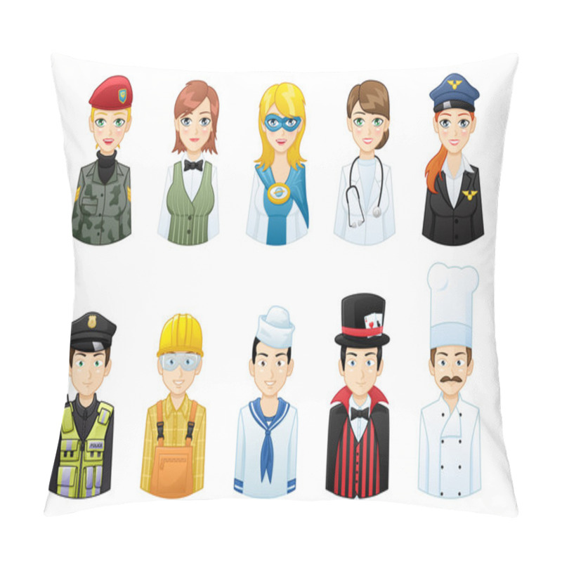 Personality  Various Professions Avatars Set Pillow Covers