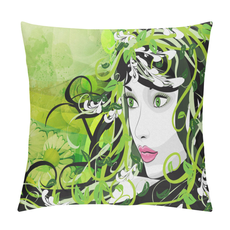 Personality  Grunge Spring Girl Illustration Pillow Covers