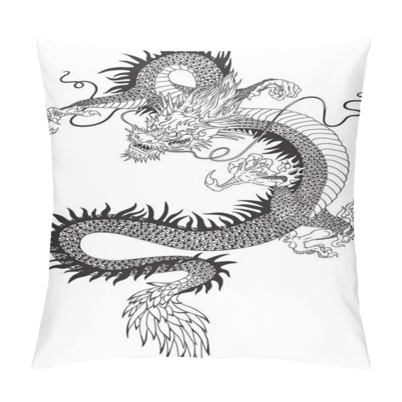 Personality  Chinese Dragon Black White Pillow Covers