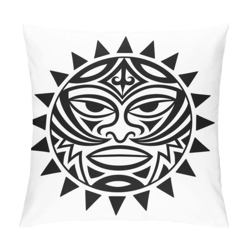 Personality  Ethnic Symbol-mask Of The Maori People - Tiki. Thunder-like Tiki Is Symbol Of God. Sacral Tribal Sign In The Polenesian Style For Application Of Tattoos And Moko. Pillow Covers