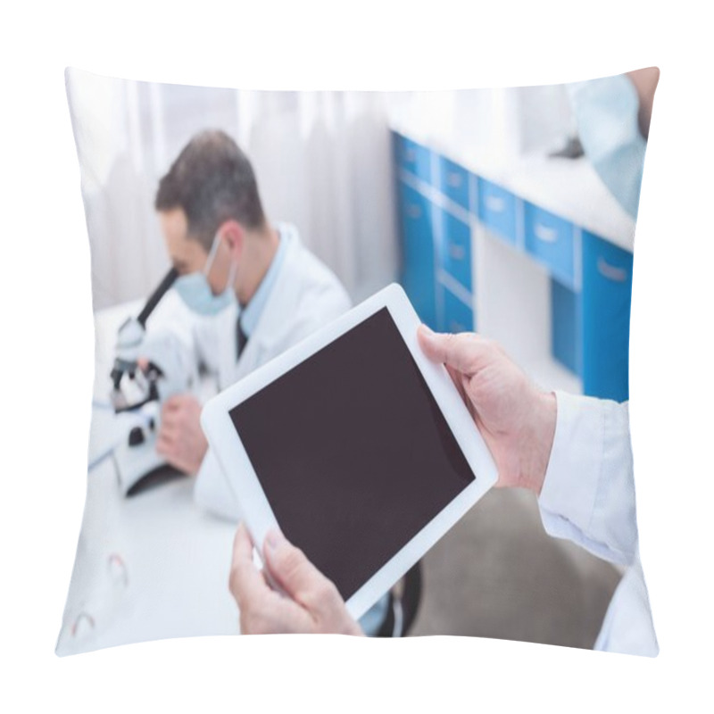 Personality  Scientist Holding Digital Tablet Pillow Covers