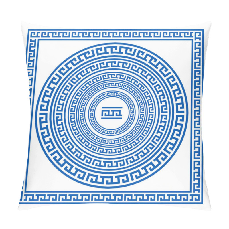 Personality  Set Collections Of Greek Style Ornaments. Oval Frames And Borders In White Color On The Grey Blue Background. Ethnic Patterns. Vector Illustrations. Can Be Used For Birthday Card, Wedding Invitations Pillow Covers