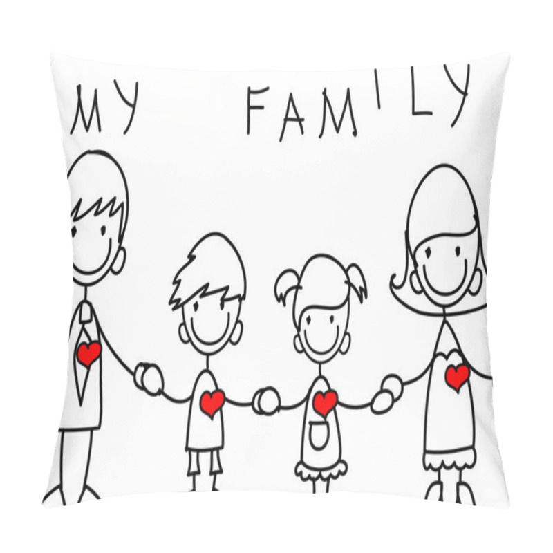 Personality  Happy Family Holding Hands And Smiling Pillow Covers