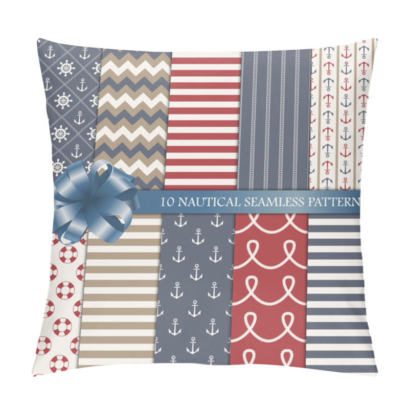 Personality  Nautical Vector Seamless Patterns Set Pillow Covers